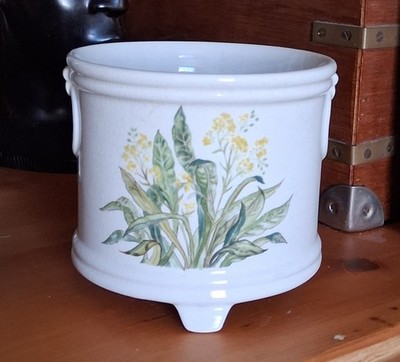 Vintage M&S Alyssum Keramik Übertopf mit Fuß 11 cm x 12,5 cm, 80er Jahre