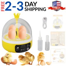 4 Eggs Mini Incubator with Transparent Lid,7W Automatic Temperature Humidity ...