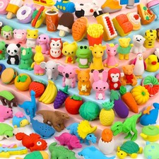 Moosia 90 Pack Animal Pencil Erasers for Kids, 3D Mini Puzzle Take Apart...