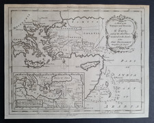 Antica mappa biblica 1765 - Viaggi e viaggi di San Paolo - E. Mediterraneo