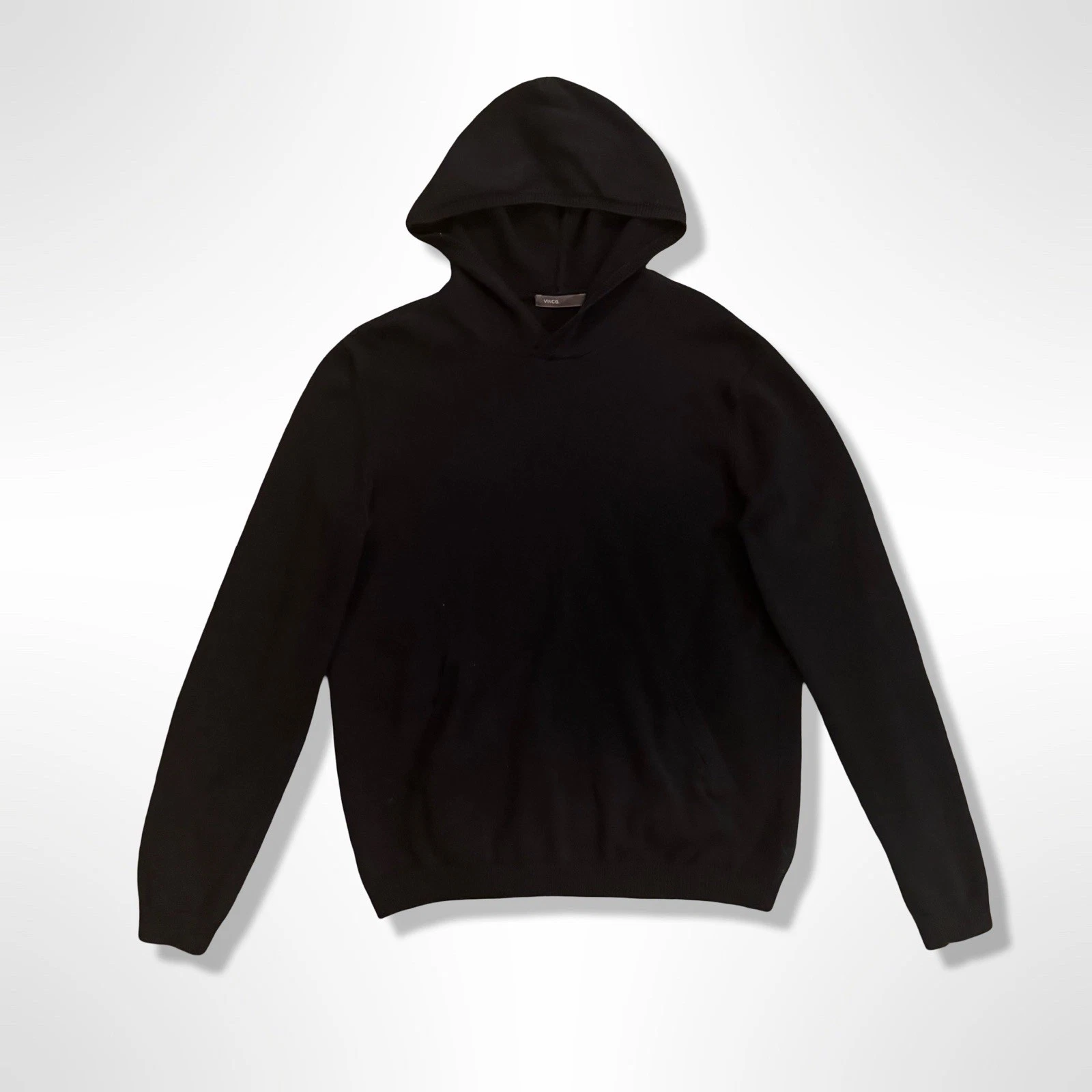 VINCE Men’s Hoodie M / L Black Waffle Knit Thermal Long Sleeve Hooded Cotton