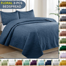 Luxury Bedspread 3 Piece Reversible Quilt Coverlet Bedding Set with Pillow Shams