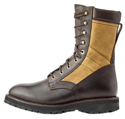 Filson Rangelands Boots Brown Leather Tin Cloth Dark Tan Waterproof Size 9.5 New