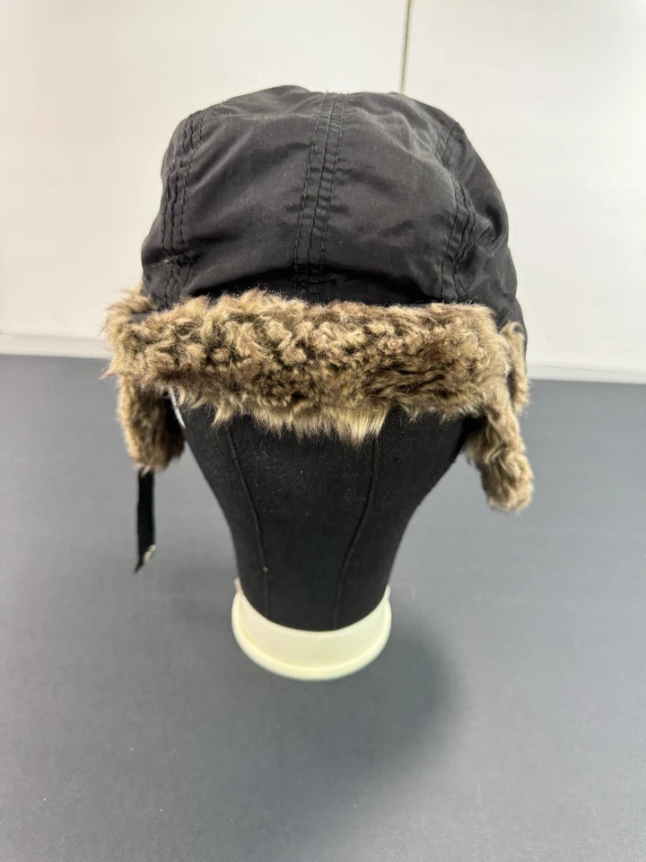 H&M Youth Trapper Hat Black Cap One Size 1.5-4Y Fur Inside Chin Strap Fleece - Image 2 of 4