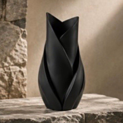 8  x 3.5  Black Matte Modern Flower Petal Decorative Flower Vase 3d print