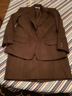 WOMEN'S WORTHINGTON BROWN WOOL SKIRT SUIT JACKET IS 10 PETITE. SKIRT IS 14 EUC