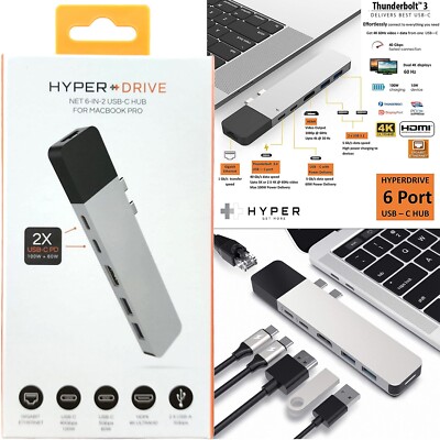 100W 6 Port USB C Hub Type C HDMI Micro SD Ethernet Adapter For Macbook Pro Air