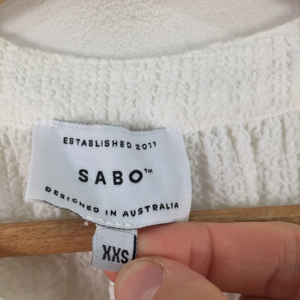 Sabo skirt womens playsuit romper size 2XS sheer white short sleeve 083331 - Image 3 of 4