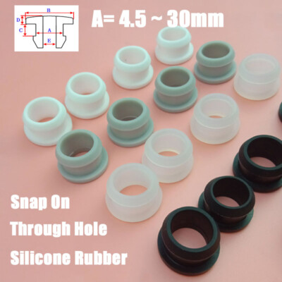 Rund Snap On Silikongummi durch Loch Stecker Endkappen Dichtung Stopper 4,5-30mm