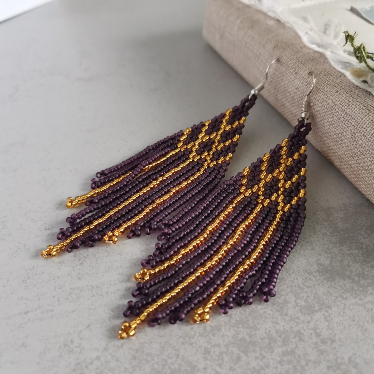 Seed Bead Wholesale Fringe Earrings Seed Bead Fringe Earrings - Main Image