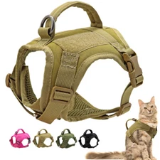 Adjustable Tactical Cat Puppy Small Dog Harness Military Vest No Pull w/ Handle 