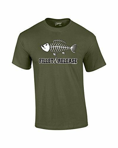 Fishing T-shirt Fillet and Release Fish Bones Tee Funny Humorous Fisherman Fish