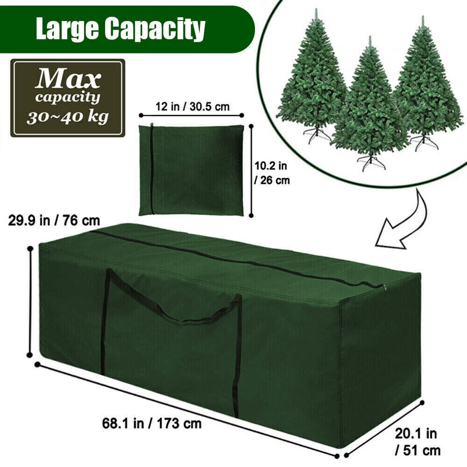 9FT Large Artificial Christmas Tree Storage Bag Zipper Container Box w/Handles - Image 2 of 4
