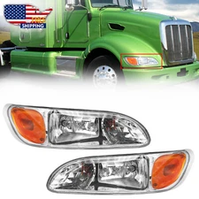 For 2008-2013 Peterbilt 325/384/386 Truck Chrome Headlights Headlamps Left+Right