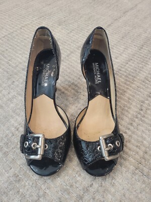 Michael Michael Kors d'orsay heels with buckle/ size 6.5/ black patent alligator