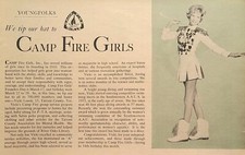 Anuncio impreso vintage de la banda de marcha Camp Fire Girls Majorette Vicki Loock 1964