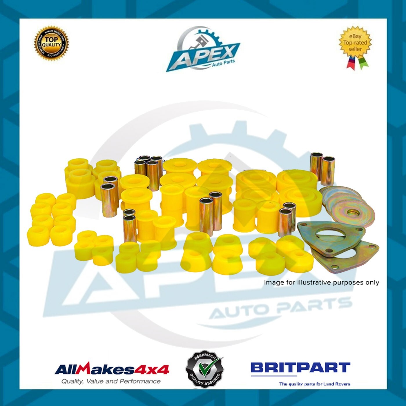 JUEGO DE CASQUILLOS DE SUSPENSIÓN DE POLIURETANO AMARILLO PARA LAND ROVER DEFENDER 1994>99 - DC7010
