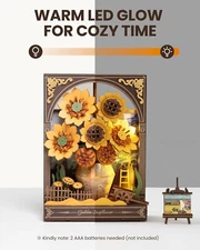 ROWOOD Sunflower 3D Wooden Puzzle w/LED Tabletop Display & Wall Decor Xmas Gifts