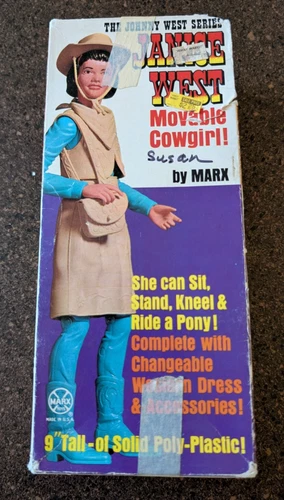 JANICE WEST MOVABLE COWGIRL DOLL AND ACCESSORIES BY MARX WITH BOX