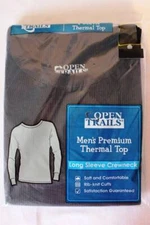 NEW Mens Thermal Underwear Waffle Knit Crew Shirt Large Black Top Long Johns