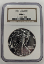 1987 $1 American Silver Eagle Dollar ~ NGC MS69 ~ 1 oz .999 Silver 49.95 per troy oz