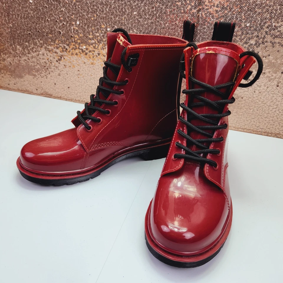 Michael Kors Women's Tavie Rain Lace-Up Boots Shoes Size 8M Dark Red Waterproof - Image 4 of 4
