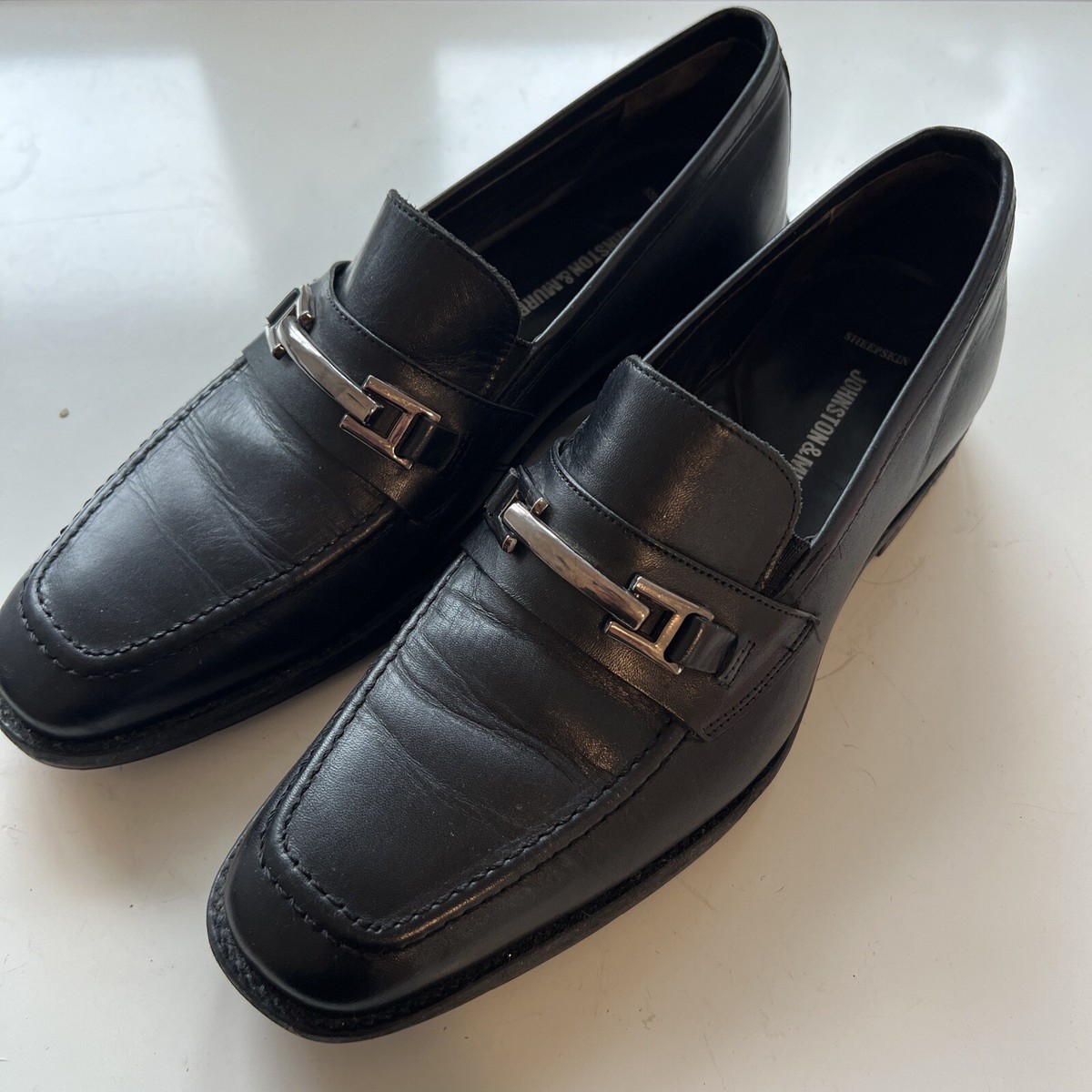 Johnston & Murphy Men\'s Black Leather Business Dress Slip On Shoes Size 8.5M E7 Johnston Murphy Larsey Sheepskin Loafer Men main image 2