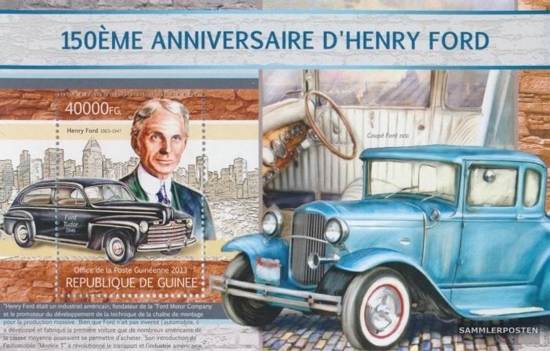 Briefmarken Guinea 2013 Mi Block 2211 (kompl. Ausgabe) postfrisch Henry Ford (Fo - Bild 1 von 1
