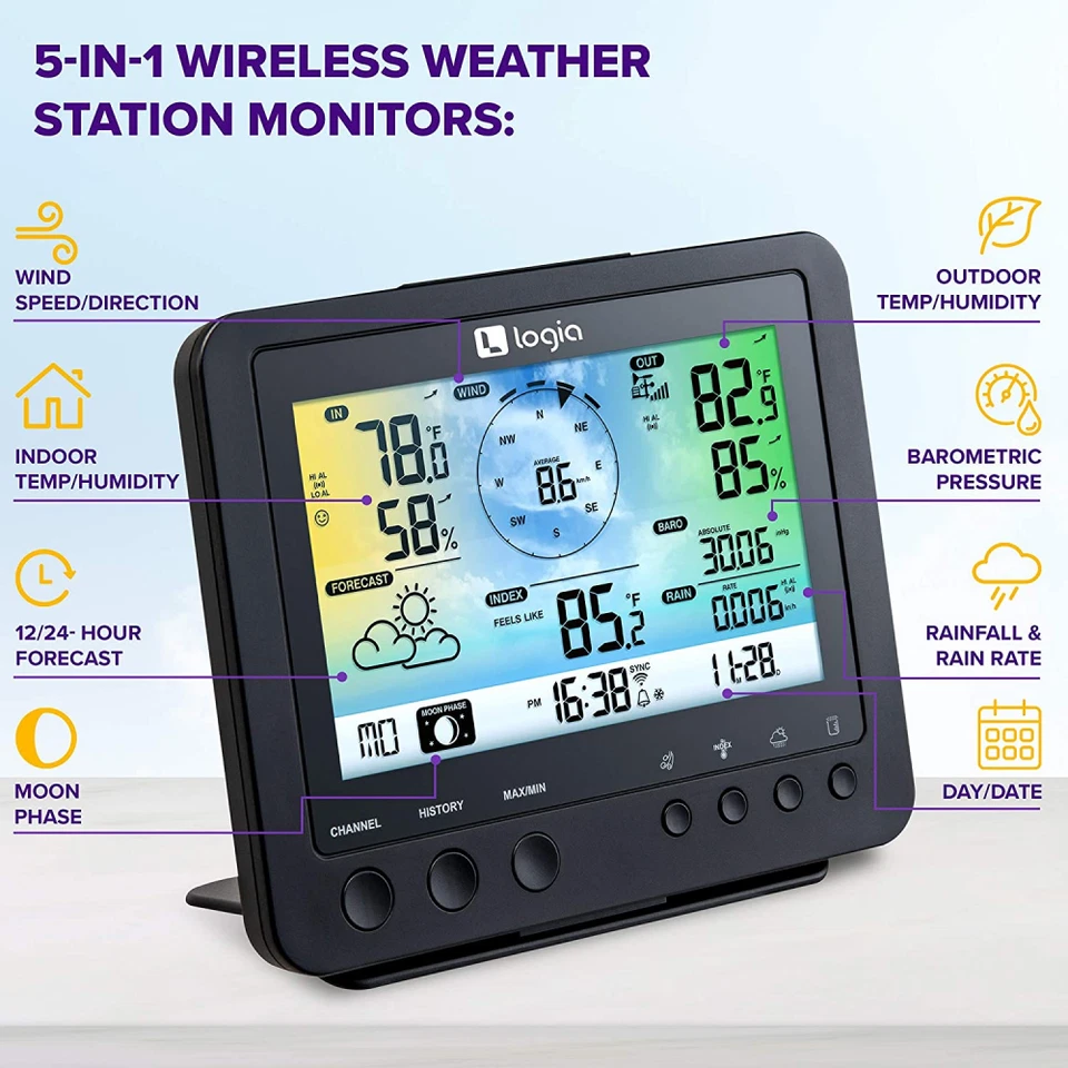 Logia 5-in-1 Wi-Fi Weather Station | Indoor/Outdoor Remote Monitoring System... - Image 3 of 4