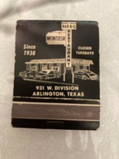 Vintage Texas McIntosh BBQ Restaurant Match Book
