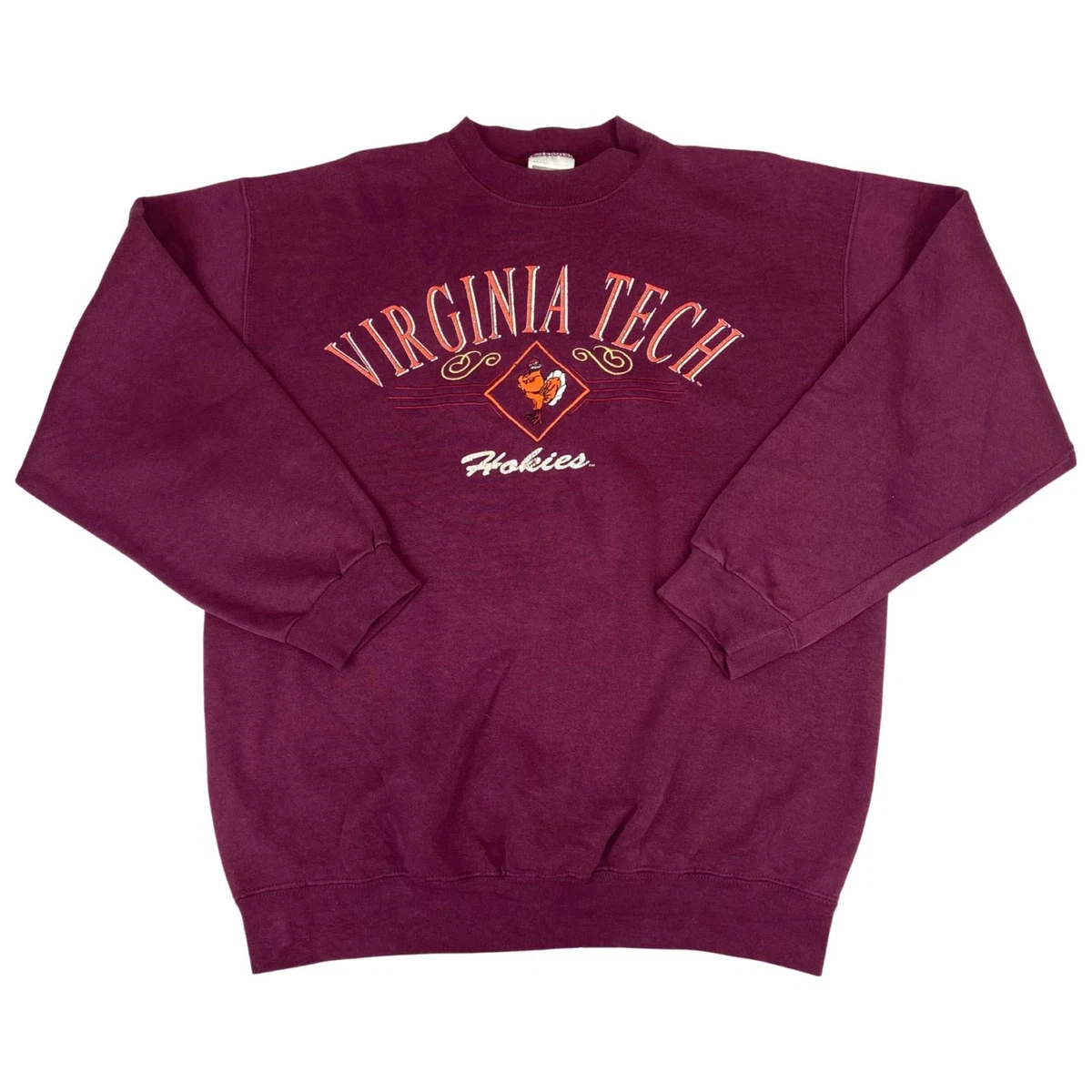 Vintage 90s Burgundy Virginia Tech Hokies NCAA Crewneck Sweatshirt Large