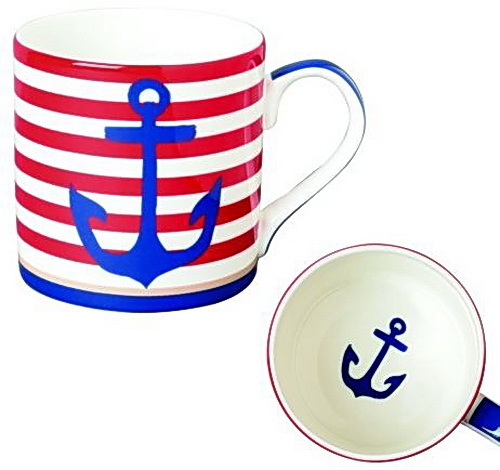"Porzellan-Tasse\"Yacht Club Anchor Red*Maritim*Anker*Rot*0,35L*Becher*Bone China"-image