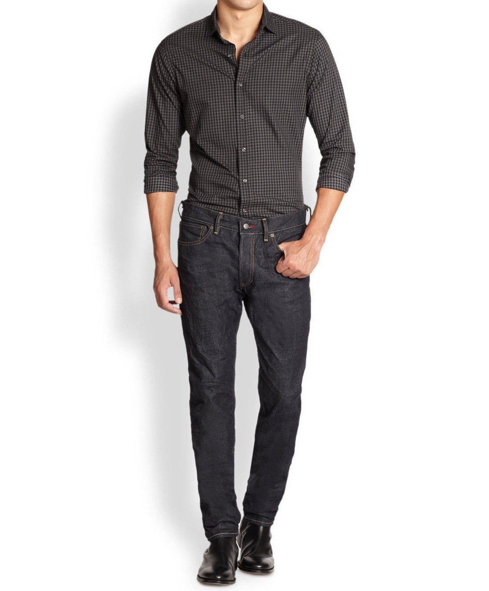 POLO RALPH LAUREN BLACK LABEL STRAIGHT RESIN RINSE SELVEDGE DENIM
