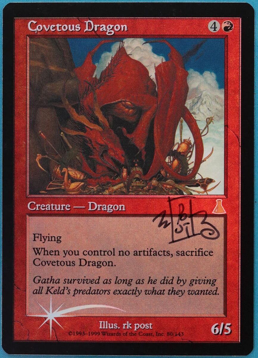 Covetous Dragon FOIL Urza's Destiny NM Red Rare SIGNED CARD Covetous Dragon FOIL Urza's Destiny NM Red Rare SIGNED CARD