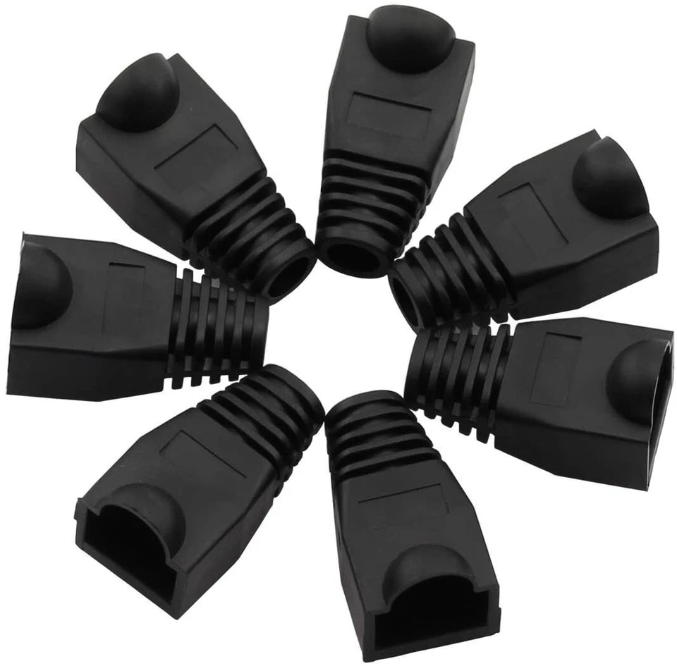 Cat5e Cat5 Cat6 RJ45 Boot End Cap Black Connector Modular Head Plug Cable Lot - Image 3 of 4