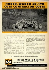 1956 Huber Warco Co. Print Advertisement: Model 5D-190 Grader Zanesville, Ohio