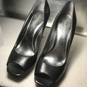 Calvin Klein Black Leather Open Toe 