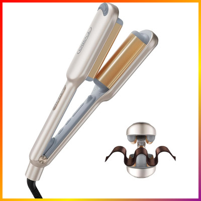 Lockenstab 25mm Ion Haarglätter Gold Anti-Burn 4 Temperatur LED Display für