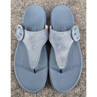 Vionic Activate RX Flip Flops Women's 11 Blue Nubuck Orthotic Recovery Sandal