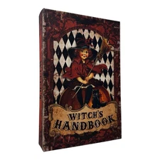 Halloween Witch Handbook Faux Book Distressed Large Storage Stash Box Prop 13”H