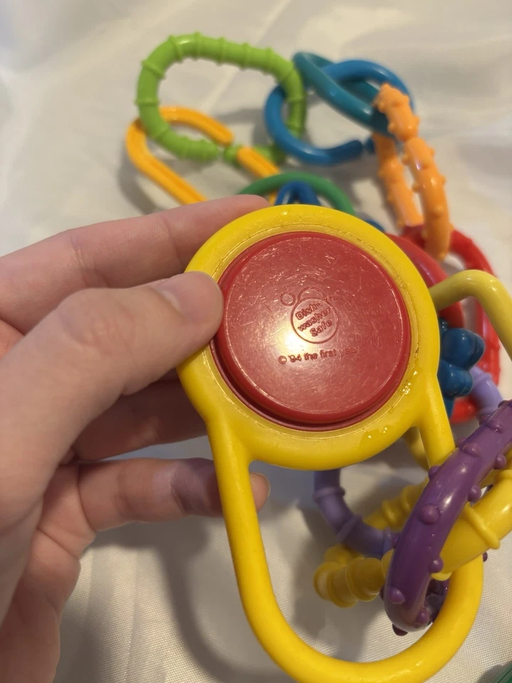 批量 2 件 复古 1990 年代 The First Years Fruits 摇铃 Links 磨牙玩具 牙胶 — 第 3/4 张图片