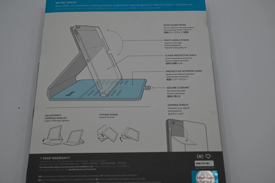 Speck Balance Folio 10.2" Apple iPad (7th Generation) Case | Color:Clear & Blue - Image 4 of 4