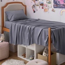 Bedsure Twin XL Sheet Set Dorm Bedding, Cooling XL, 01 - Dark Grey