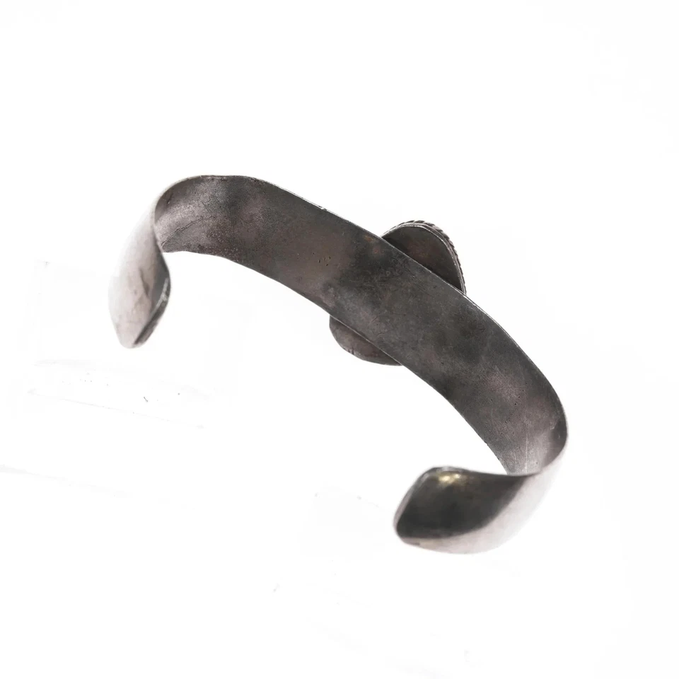 5 3/8" Vintage Navajo Morenci turquoise sterling cuff bracelet - Image 4 of 4