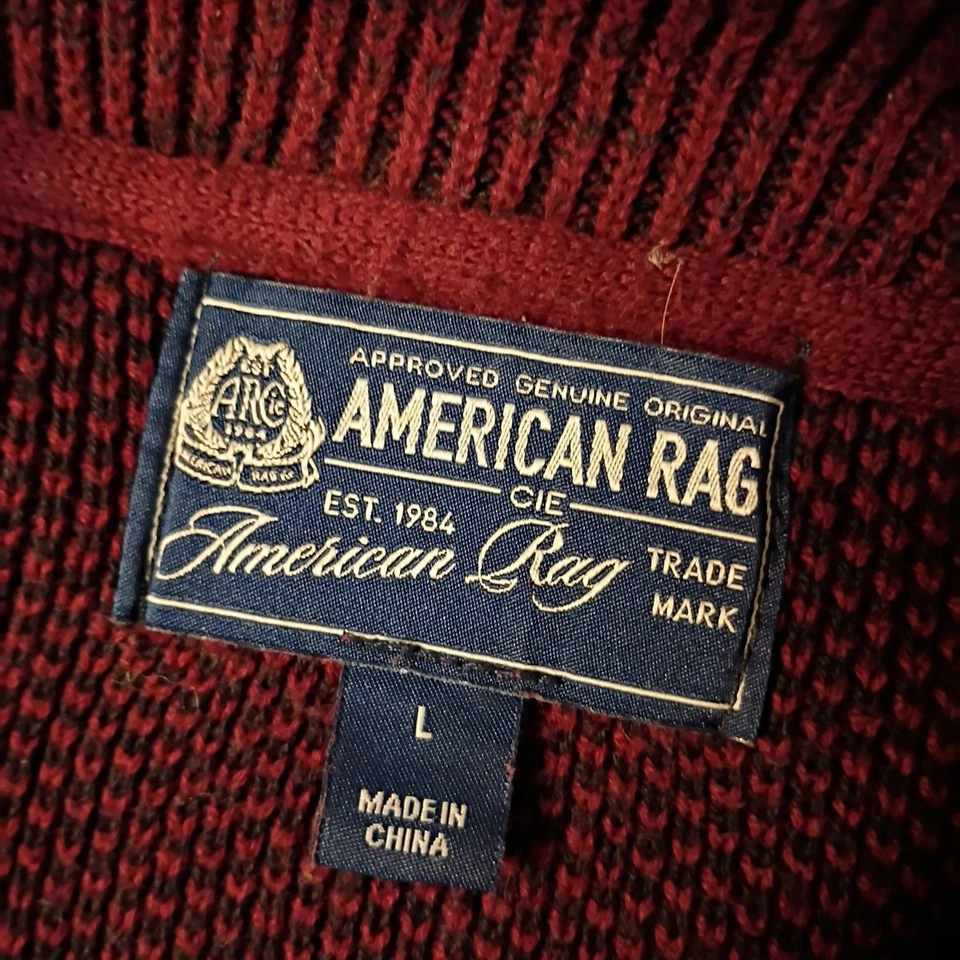 Cárdigan Suéter Cuello Chal Trapo Americano Para Hombres Grande Borgoña Negro Abuelo Foto 2 de 4