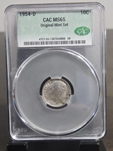 1954-D CAC MS65 Original Mint Set Roosevelt Silver Dime- 90% Silver