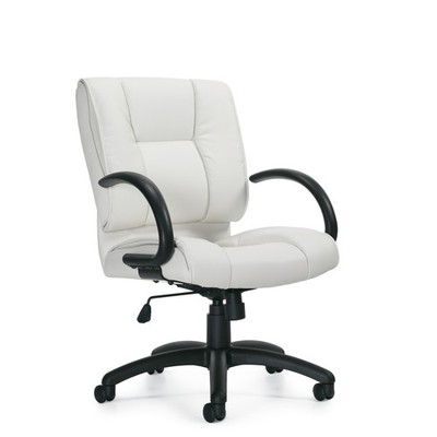 OTG2701 Mid Back Executive Chair White Faux Leather Plush Padded Ships 2-5 Days