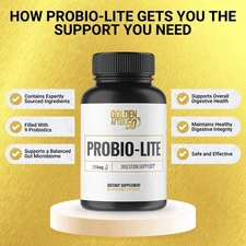Golden After 50: Probio-Lite for Gut Health and Digestion Support - One Bottle
