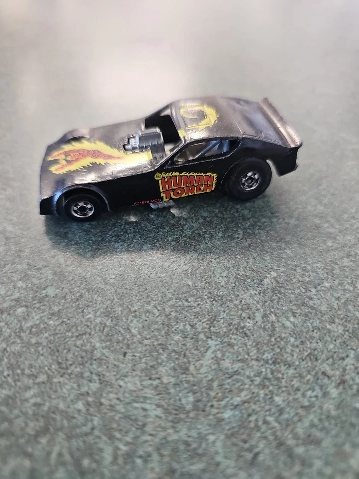 Vtg1977 Black Hot Wheels Human Torch Car Hong Kong Heroes Dragster Funny Car - Image 2 of 4