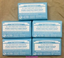 Dr. Bronner's All-One Hemp BABY Unscented Pure-Castile Bar Soap-5 oz each-5 BARS